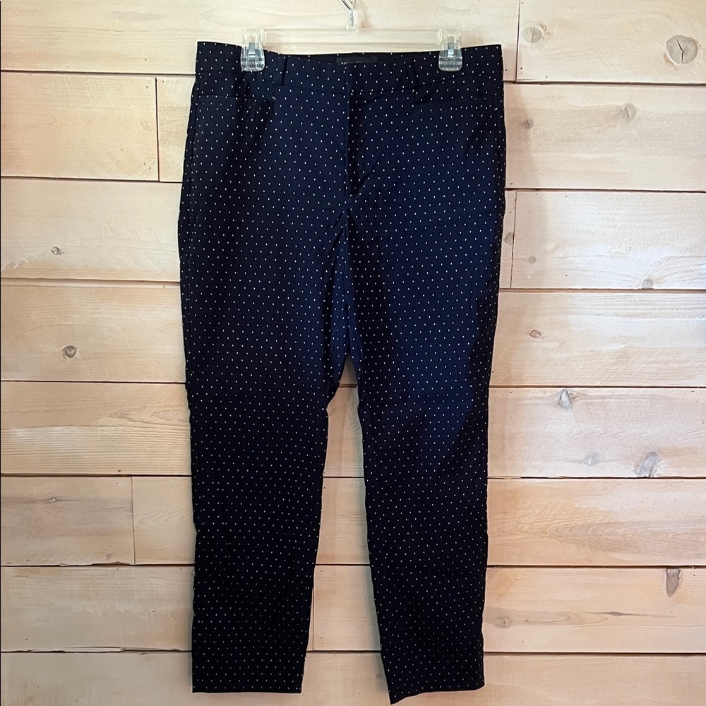 Banana Republic Women’s Sloan Curvy Fit Navy Polka Dot Pants sz 10